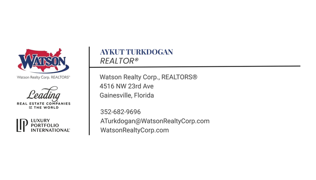 Aykut Turkdogan Realtor contact information Watson Realty Corp Gainesville Florida